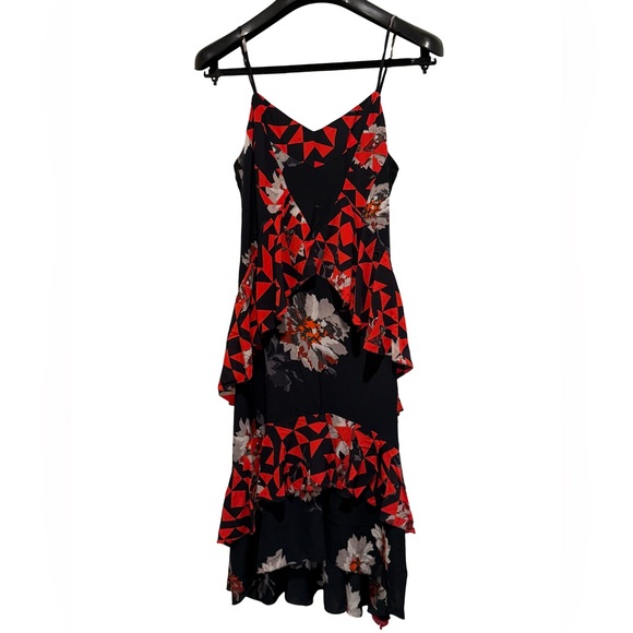 Joie NWT Size 0 Black & Red Spaghetti Strap
 V-Neck Layered Party Dress (0598) - Picture 3 of 13